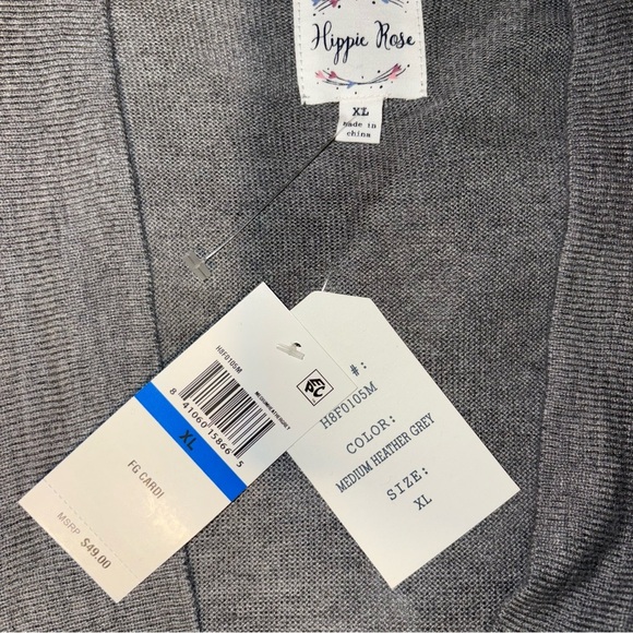 Hippie Rose Gray Open-Front Duster Cardigan Sweater - Picture 2 of 3